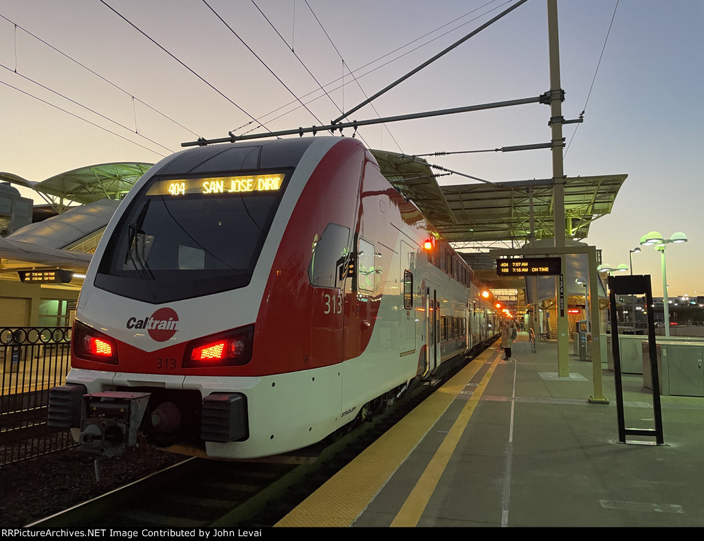 Rear view of the Caltrain at Millbrae